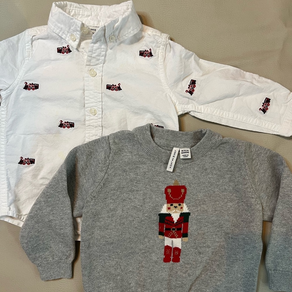 Janie and Jack Toddler Boys Nutcracker Christmas Sweater & Embroidered Polo